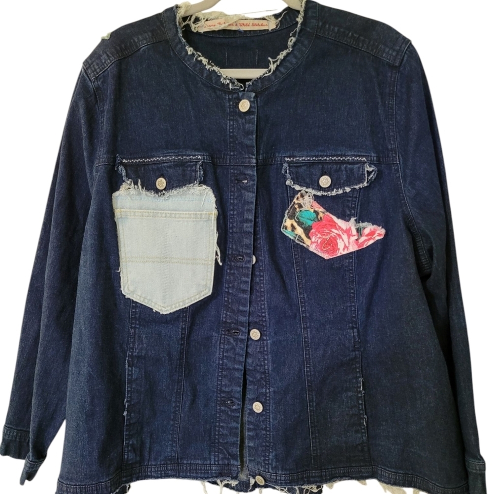 Sassy Britches Women's Denim Jacket with Floral Patch